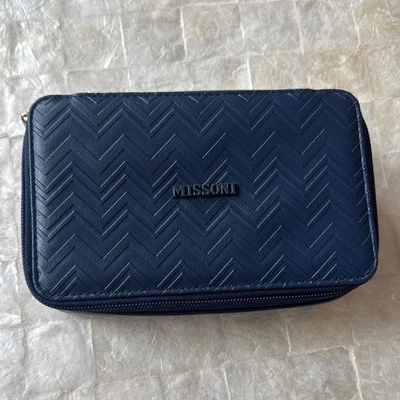 Missoni Bolsa de Viaje Delta One Azul Marino Estuche de Aseo D1 Zigzag Cremallera Alrededor Viaje Foto 1 de 4