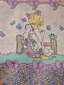 Vtg Spectrix Precious Moments Fabric Girl Goose Border BTHY - YARDAGE - Picture 1 of 3