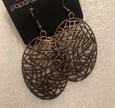 Trendy Bronze Egg Shape Dangle Earrings  Costume Jewelry 0C25 - Image 1 of 3