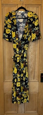 Vestido midi envolvente completo estampado floral Sea New York Ella para mujer talla 6 amarillo SP EXC Foto 1 de 4