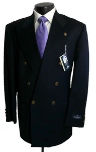 # New, Nino Cerruti Navy Blue Double Breasted Wool Vtg Blazer, Jacket, Coat 40R - Picture 1 of 11