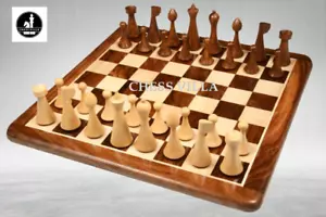 Juego de ajedrez combinado minimalista Hermann Ohme - piezas de palo de rosa dorado con tablero de ajedrez - Imagen 1 de 7