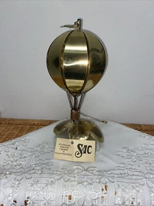 Large Hot Air Balloon Sculpture Vintage Signed By Whitish Brass Copper Onyx 1980 - Picture 1 of 10