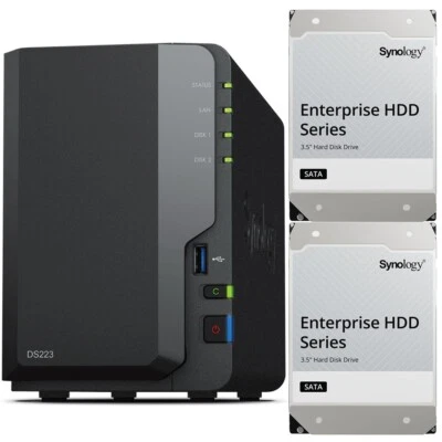 Synology DS223 2-Bay 2GB RAM 16TB (2x8TB) Synology Enterprise Drives - Image 1 of 4