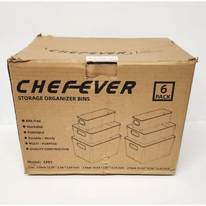 STORAGE ORGANIZER BINS / PACK OF 6 / BPA FREE, FOR FRUITS, VEGETABLES YOGURT, AL - Picture 1 of 4