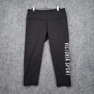 Victoria Sport Leggings Womens L Large Black Capri Stretch Mid Rise Pull On Yoga - Picture 1 of 14