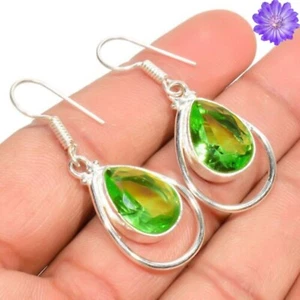 Green Peridot Gemstone 925 Sterling Silver Earring Handmade jewelry Earring Gift - Picture 1 of 3