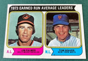 1974 TOPPS #206 BASEBALL CARD 1973 ERA LEADERS JIM PALMER/TOM SEAVER NM - Picture 1 of 2