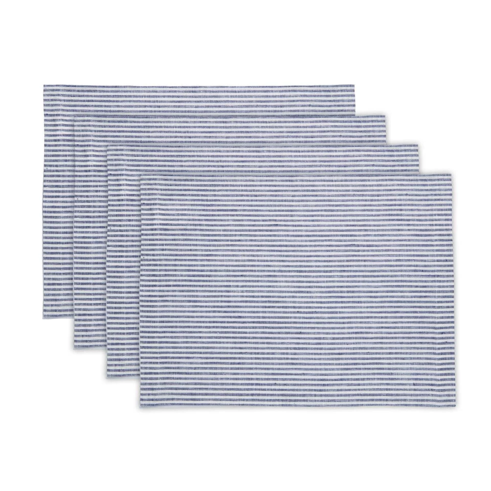 Linen Placemats Set of 4 for Fall and Christmas, 14 x 19 In, Narrow Stripe - Image 1 of 1