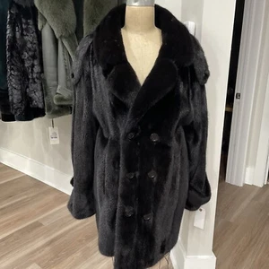 Abrigo chaqueta cochecito piel de visón rancho negro piel completa visón XL 48 NUEVO CON ETIQUETAS para hombre unisex - Imagen 1 de 12