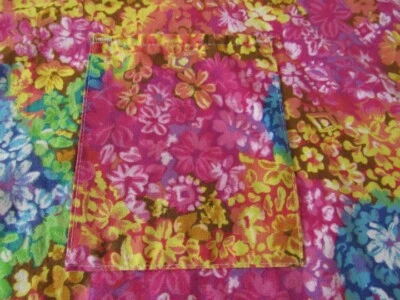 SCRUB TOP Bright Pink yellow orange  flowers size  Large  CREST made in the USA  - Image 1 of 4