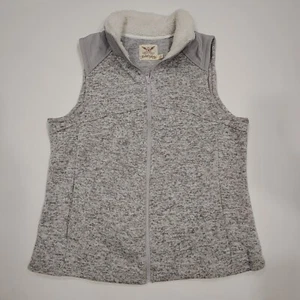Faded Glory Grey/Black Full Zip Vest Fleece Collar Women’s Size L(12-14) - Picture 1 of 6