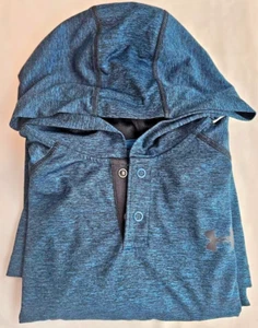 UNDER ARMOUR HEATGEAR LOOSE PULLOVER HENLEY HOODIE MARLED MENS MEDIUM EXCELLENT - Picture 1 of 8