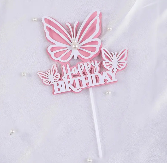 1 Peça Enfeite De Bolo Borboleta Com Glitter Topper De Cupcake Borboleta  Feliz Aniversário Decorações De Bolo De Aniversário De Borboleta Para