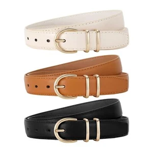 JASGOOD 3 Pack Women Leather Belt for Jeans Pants Gold Buckle Ladies Leather ... - Picture 1 of 7