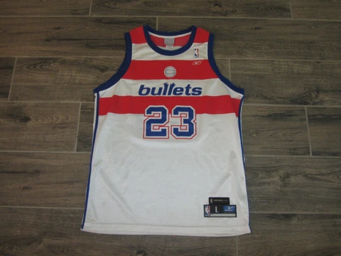 Vintage Michael Jordan Washington Bullets NBA Basketball Jersey Reebok #23 L Lg Cover