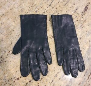 Vtg FOWNES Black Leather Driving Motorcycle Nylon Lined Gloves Womens 6.5 Small