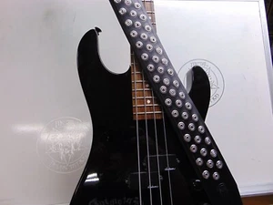BLASPHEMER... LEATHER SPIKED GUITAR STRAP. BUCKLE UP (MDLS0374) - Picture 1 of 8