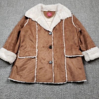 Vtg Faded Glory Jacket Womens 2X Penny Lane Coat Brown  Suede Sherpa Afghan - Image 1 of 4