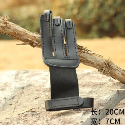Archery 3 Fingers Guard Shoot Gloves Mittens Faux PU Leather Hunting Protect - Image 1 of 4