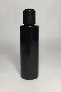 100ml PET Plastic Black Cylindrical Bottles And Black Disc Top Cap ANY AMOUNT - Picture 1 of 3