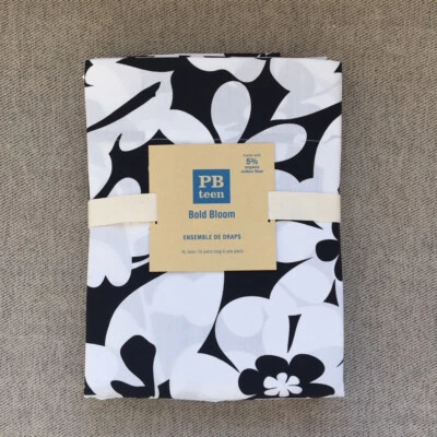 NEW Pottery Barn teen Bold Bloom Duvet Cover Twin Black White Floral - Image 1 of 2