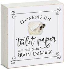 Counterart Wood Block Décor Message Toilet Paper Sign, 3.75 inches Square