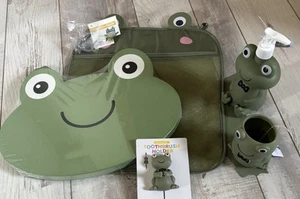 5pc Bathroom Frog Liquid Soap Dispenser, Kneeling Pad, Bath Caddy, Holder &Caddy - Picture 1 of 24