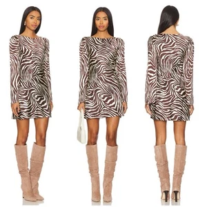 $228 STONE COLD FOX BAISER SILKY DRESS RAT BOA REALISATION PAR REVOLVE HOUSE CB - Picture 1 of 13