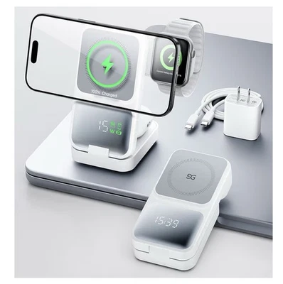 Soporte de Cargador Inalámbrico Con Pantalla de Alimentación Color Blanco US - Image 1 of 4