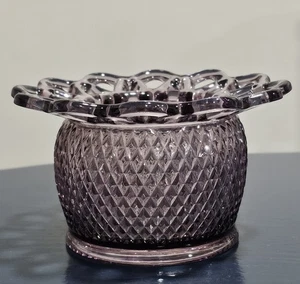 Jarrón/tazón vintage con borde de encaje de amatista IMPERIAL VIDRIO punta de diamante brilla - Imagen 1 de 9
