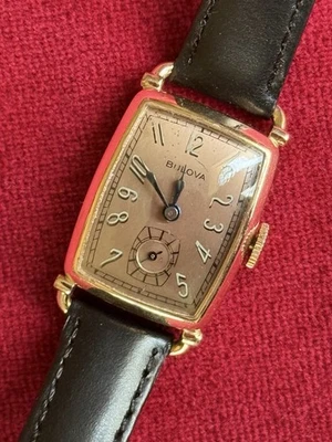✅Vintage Men's Bulova 14k Rose Gold 17 Jewels Watch. 1930’s Era, Colored Dial - Image 1 of 4