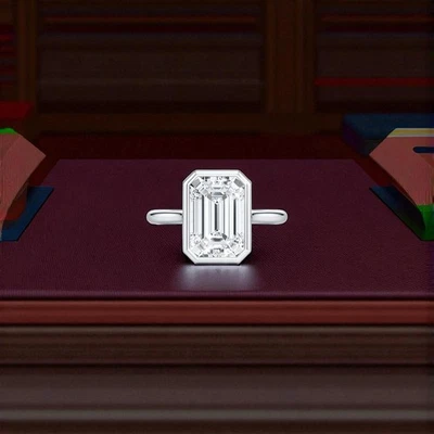950 Platinum 1.70 CT Emerald Cut IGI Certified Lab Grown Diamond Wedding Ring - Image 1 of 4