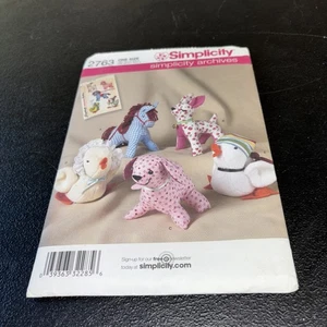 Unused Uncut Simplicity Sewing Pattern 2763 Stuffed Animals - Picture 1 of 2