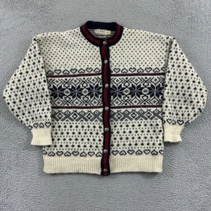 Vintage LL Bean Sweater Womens XL Wool Knit Button Nordic Fair Isle Cardigan 80s - Picture 1 of 11