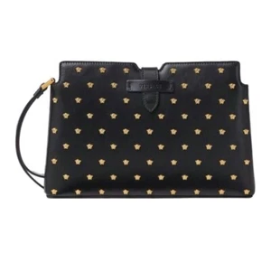 Versace BLACK STUDS MEDUSA Pouch Used - Picture 1 of 20