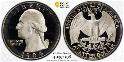 1984 S Washington Quarter 25c Proof PCGS PR69 DCAM Incredible Uncirculated - Image 1 of 4