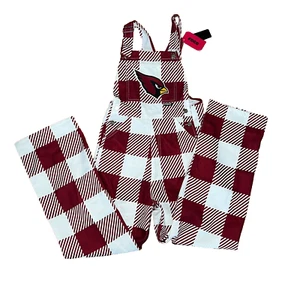 FOCO NFL Women's NFL Team Logo Bib Overalls Arizona Cardinals XS Plaid Red White - Picture 1 of 7