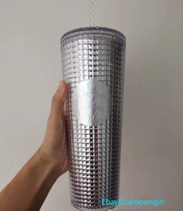 Starbucks 2020 China 25oz Silver Studded Shinning Diamond Tumbler Straw Cup Gift - Picture 1 of 5