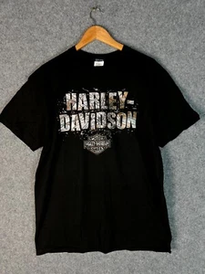 Harley Davidson T Shirt Mens Size Large Black Short Sleeve SpelloutLogo LIKE NEW - Picture 1 of 10