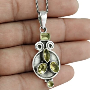 Oval Natural Citrine Solid Silver Daughter Friendship Day Unique Pendant Jewelry - Picture 1 of 4