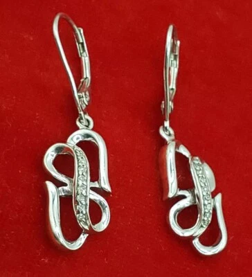 Jared Jewelers Diamond Infinity Open Heart Loop Dangle Earrings - Image 1 of 3