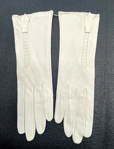 Vtg LAUFFER MADE IN SPAIN Kid Leather Off White 1950s NEW Gloves XXS - Picture 1 of 4