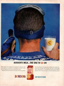 Estampado publicitario vintage Lácteos BORDEN'S MILK the One to Go On hombre blanco magia - Imagen 1 de 1
