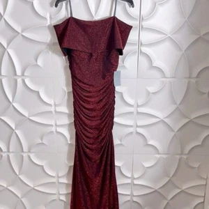NWT Vince Camuto Ruched off Shoulder Gown Red sparkle dress sz 10.   (98) - Bild 1 von 5