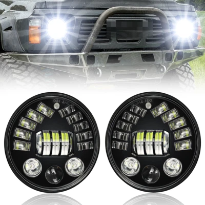 Par de faróis de LED 7" polegadas redondo HI/LO feixe selado para caminhonete Chevy 3100 - Imagem 1 de 4