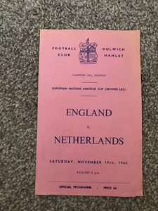ENGLAND V NETHERLANDS AMATEUR INT 1966 - Picture 1 of 2