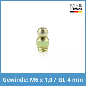 DIN 71412 A (H1/S) SFG M6 x 1,0 Gl. 4mm Stahl gelb verzinkt Schmiernippel - Picture 1 of 1