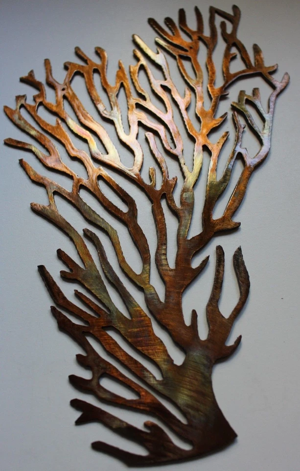 Coral Branch Ex Large Fan Metal Wall Art Decor 34" tall - Image 1 of 3