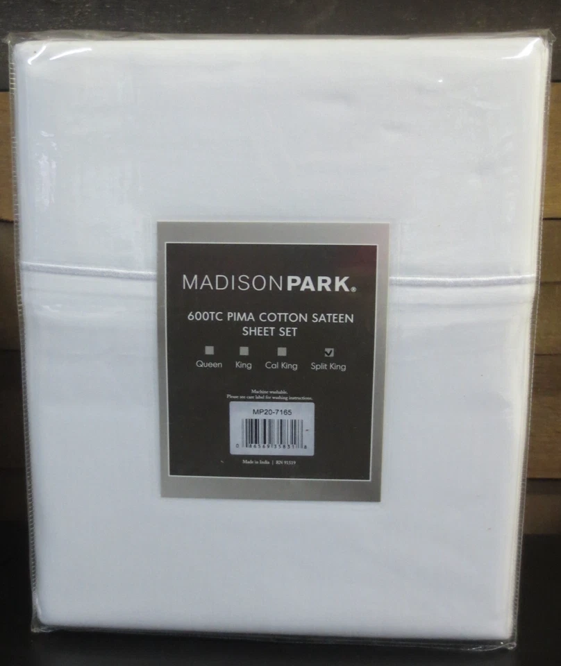 Madison Park Casual Cotton Sateen 7 Piece King Sheet Set With White MP20-7165